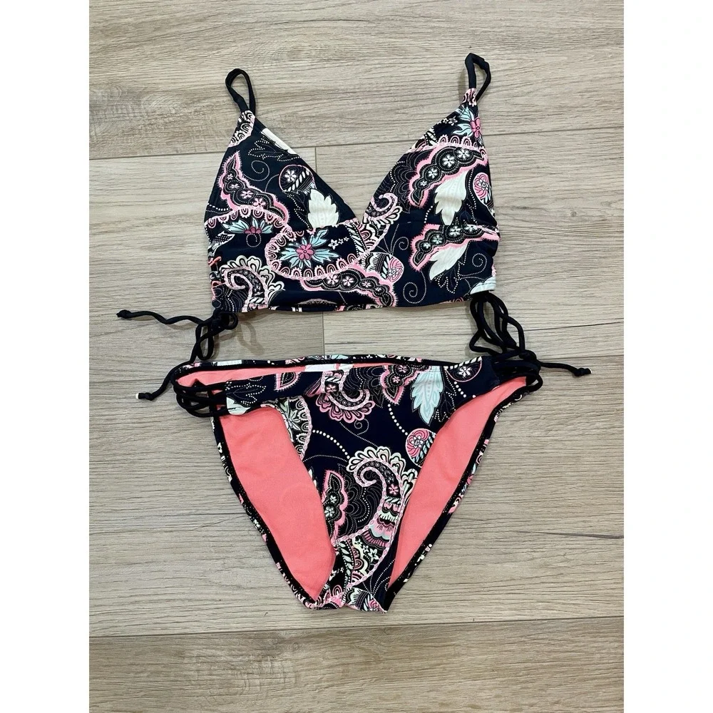 Hobie Girls Part Your Swirl Midkini Hipster 2-Piece Swimsuit Bikini Size 12